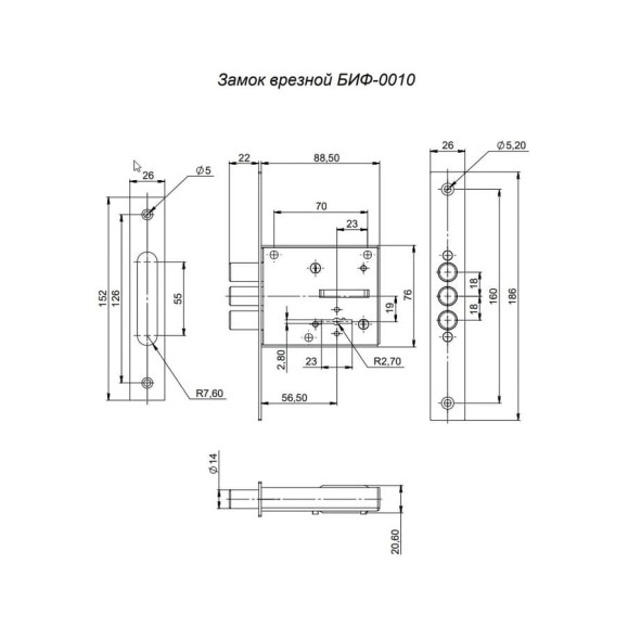 Врезной замок Симеко БИФ-010-1*3 Б1009