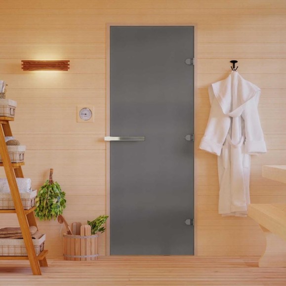 Дверь для бани DoorWood графит матовый. 2000x800 мм по коробке. правая (петли справа) DW-00015800