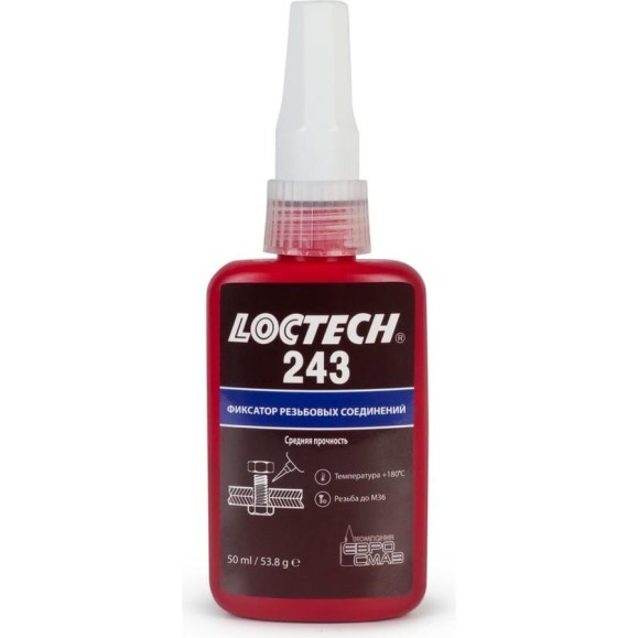 Резьбовой фиксатор средней прочности LOCTECH 243 50 мл 24350 Резьбовой фиксатор средней прочности LOCTECH 243 50 мл 24350