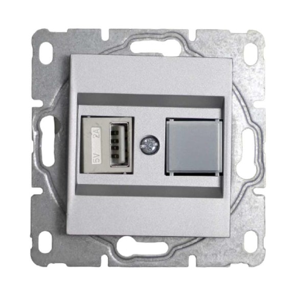 Розетка Metronex Electric Silver USB без рамки FRZ00050210SRM