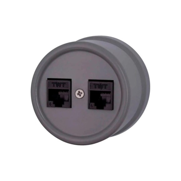Двойная розетка RJ45 Bironi информационная, пластик, цвет титан B1-302-26