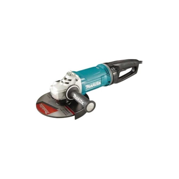 Угловая шлифовальная машина Makita 230 мм, 2800 Вт, 6600 об., AFT, D-обр. поворот. рукоятка, плавн. пуск, антивибр., поддержка об., расцепляющая муфта, тормоз дв., 6.3 кг GA9071X1