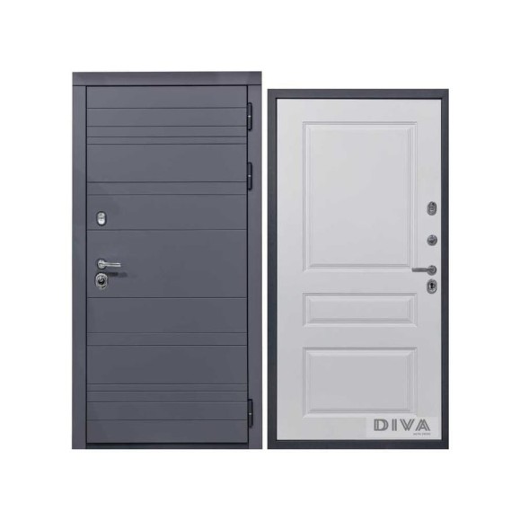 Дверь DIVA МД-39 2050x960 мм, правая, Серая-Д13 Белый Софт УТ-00074527