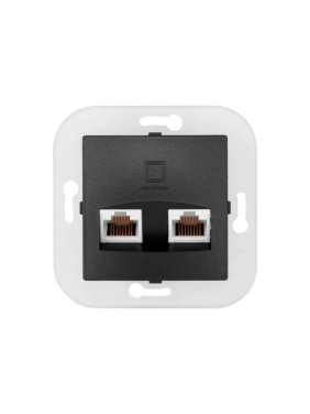 Механизм 2-местной компьютерной розетки Bylectrica серия УЮТ, РК216-011 графит Механизм 2-местной компьютерной розетки Bylectrica серия УЮТ, РК216-011 графит