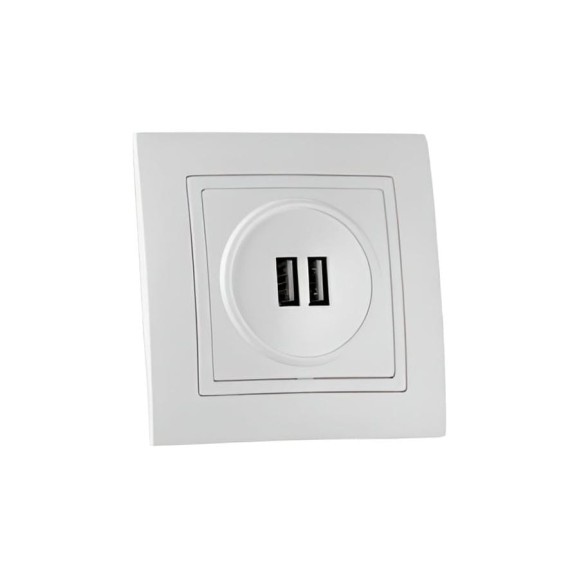 2-местная USB розетка Bylectrica открытая установка, серия СТИЛЬ, белый, РП5-430