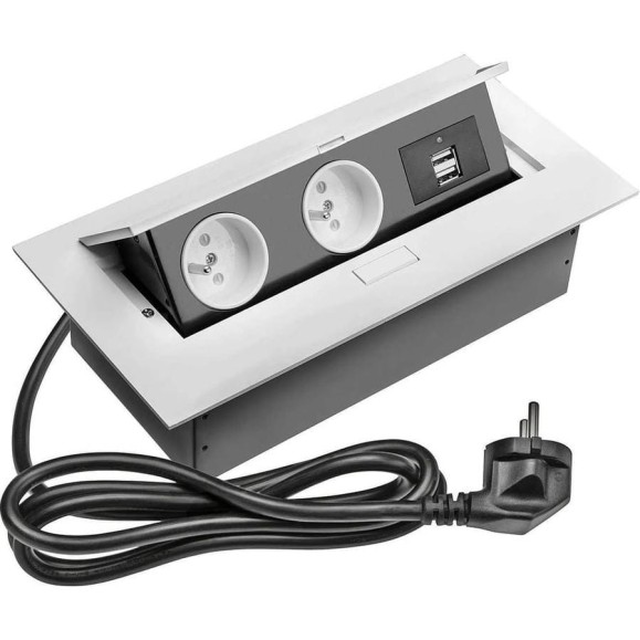 Прямоугольный блок розеток GTV врезной, 2 розетки, French, 2xUSB, белый, с проводом 1,5 метра AE-PBU2GU-10 Прямоугольный блок розеток GTV врезной, 2 розетки, French, 2xUSB, белый, с проводом 1,5 метра AE-PBU2GU-10