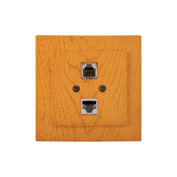 Компьютерная+телефонная розетка Nilson скрытой установки, RJ 45CAT5+RJ11, TOURAN WOOD, дуб 24251048