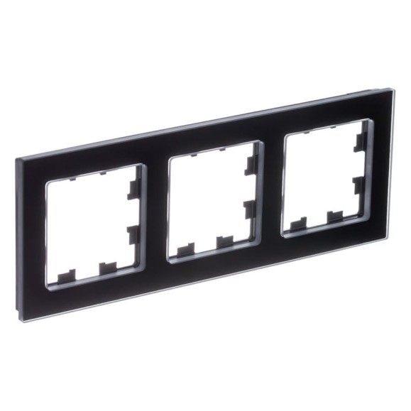 3-ая рамка Systeme Electric Atlasdesign nature натуральное стекло черный ATN361003