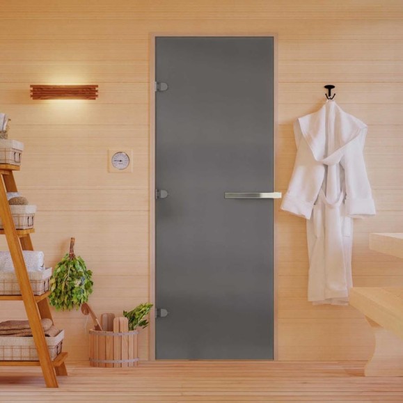 Дверь для бани DoorWood графит матовый. 2000x700 мм по коробке. левая (петли слева) DW-00015807
