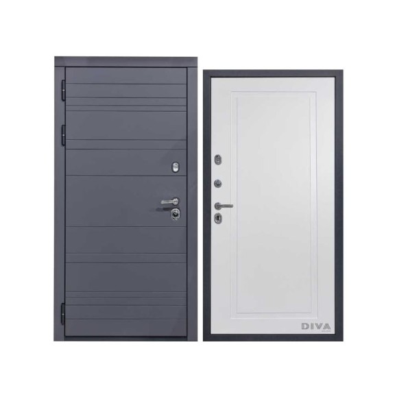 Дверь DIVA МД-39 2050x860 мм, левая, Серая-Н10 Белый Софт УТ-00075463