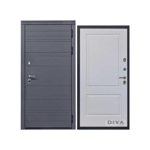 Дверь DIVA МД-39 2050x860 мм, правая, Серая-Д7 Белый софт УТ-00075454