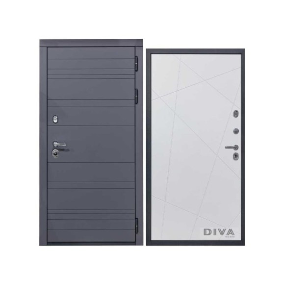 Дверь DIVA МД-39 2050x860 мм, правая, Серая-Д11 Белый Софт УТ-00075483