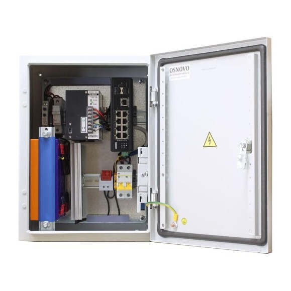 Уличный коммутатор OSNOVO OS-34TB1(SW-60812/I) с термостабилизацией и резервным питанием на базе уличной станции OS-34TB1 sct1318