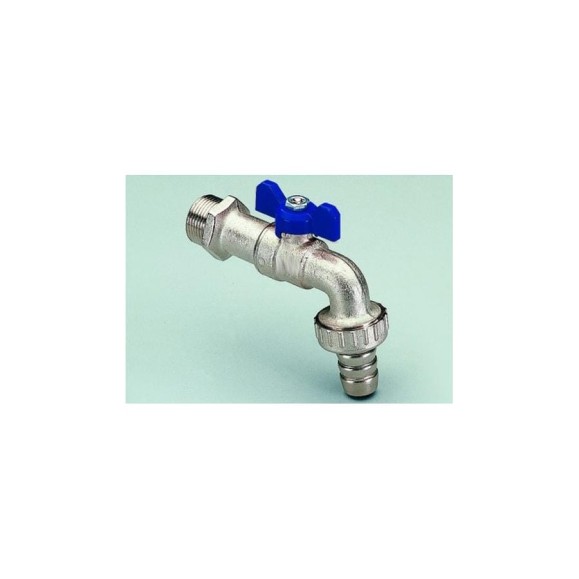 Кран Tiemme 1/2" шаровой сливной со штуцером (синяя бабочка) 2500053 2500053/2520B
