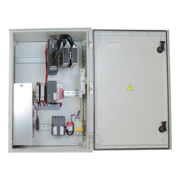 Уличный управляемый коммутатор PoE OSNOVO OS-46TB3(SW-80802/ILS(port 75W)) на 10 портов с термостабилизацией, резервным питанием и грозозащитой портов PoE sct1438