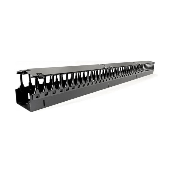 Вертикальный кабельный организатор 32U для стоек ORK2A, ORL1 Hyperline CMF-OR-32U-150x106-C-RAL9005 ширина 150мм, объединение в ряды, высота пальцев 106мм с крышками, черный 497369