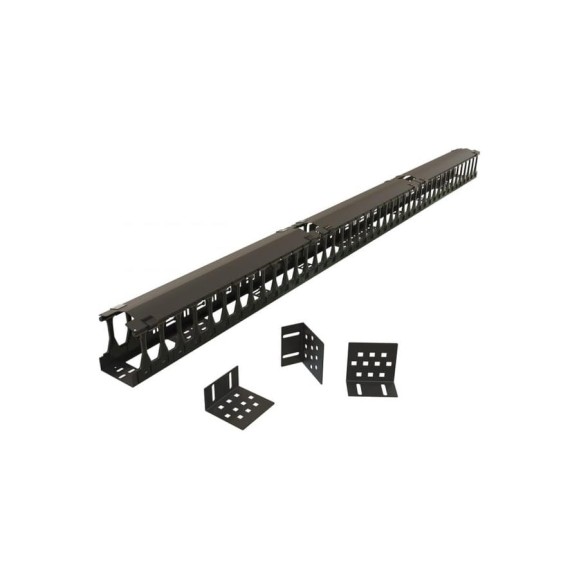Вертикальный кабельный организатор 42U для шкафов TTR, TTB, стоек ORK2A, ORL1 Hyperline CMF-OTR-42U-89x106-C-RAL9005 ширина 89мм, высота пальцев 106мм с крышками и кронштейнами, черный 497375