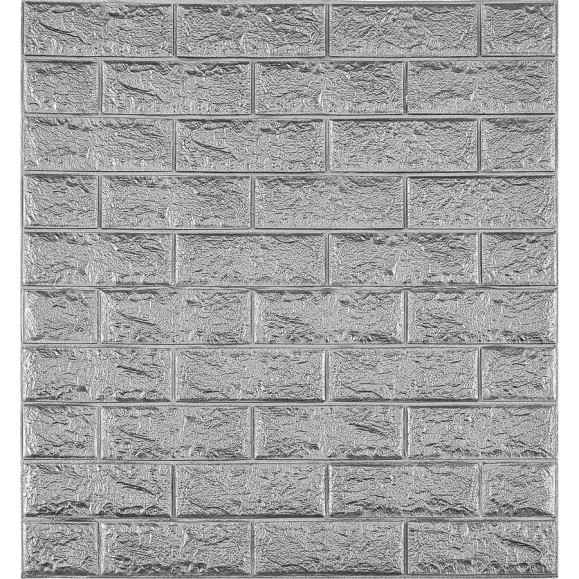 Комплект 3d панелей для стен LAKO классический кирпич серебристый, 70x77 см, 5 шт. LKD-01-04-514-KO
