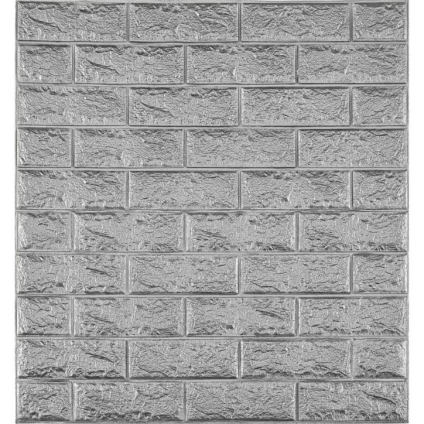 Комплект 3d панелей для стен LAKO классический кирпич серебристый, 70x77 см, 5 шт. LKD-01-04-514-KO