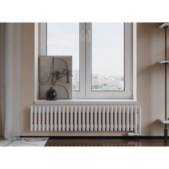 Вертикальный стальной радиатор GUARDO Torre 3D 300х1482 мм, 30 секций, S=9м², боковое подключение 3D-0300-30 BK-VER R9016(M)