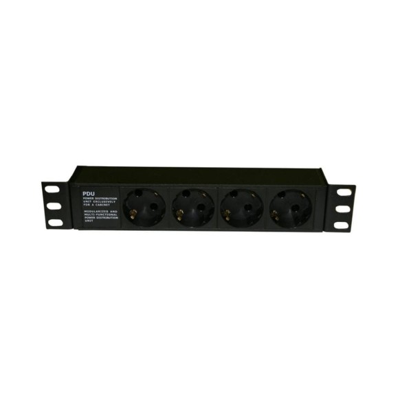 Горизонтальный блок розеток для 10" шкафов Hyperline, SHE10-4SH-IEC, 4 розетки Schuko, 10А 255009