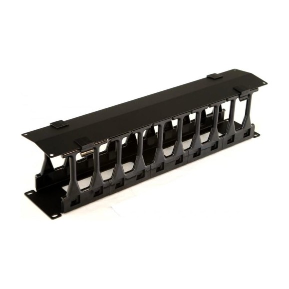 Кабельный организатор с крышкой Hyperline CMF-2U-FPL106-MCOV-RAL9005 глубина 106 мм, 19" 481519
