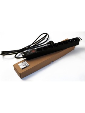 Блок розеток для 19" шкафов Hyperline горизонтальный, 8 розеток Schuko, черный, 397034