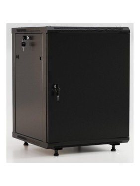 Настенный 19-дюймовый шкаф Hyperline 22U, 1098x600x600мм, металлическая передняя дверь с замком, две боковые панели, с возможностью установки на ножки (в комплекте), цвет черный, разобранный 395584