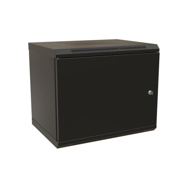 Настенный 19-дюймовый разобранный шкаф WRline WR-TW-1266-SR-RAL9004 (19"), 12U, 650x600x600мм, цельнометаллическая дверь с замком, цвет черный (RAL 9004) 520248