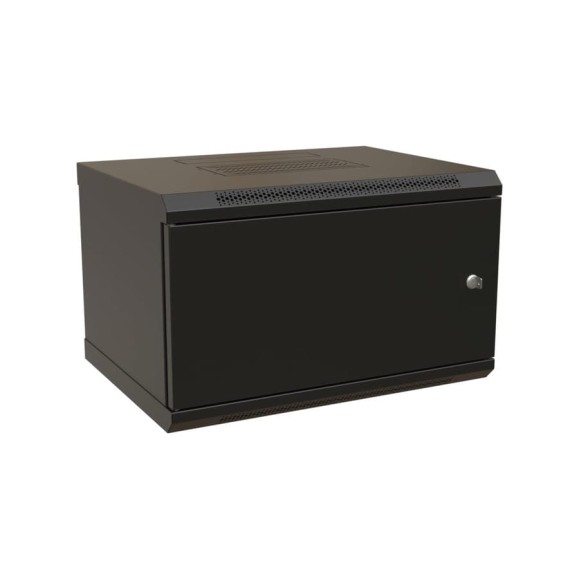 Настенный 19-дюймовый разобранный шкаф WRline WR-TW-0945-SR-RAL9004 (19"), 9U, 500x600x450мм, цельнометаллическая дверь с замком, цвет черный (RAL 9004) 520242