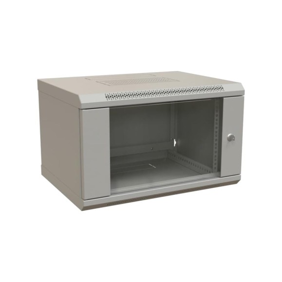 Настенный 19-дюймовый разобранный шкаф WRline WR-TW-0645-GP-RAL7035 (19"), 6U, 367x600x450мм, стеклянная дверь, цвет серый (RAL 7035) 520992