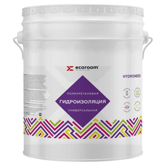Полиуретановая универсальная гидроизоляция ECOROOM HYDRONEED белый, 20 кг 443-1-20-Бел Полиуретановая универсальная гидроизоляция ECOROOM HYDRONEED белый, 20 кг 443-1-20-Бел