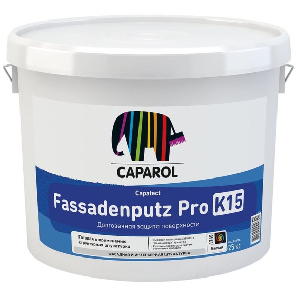 Декоративная штукатурка Caparol Capatect Fassadenputz Pro K15 Base 1, 25 кг, на полимерной основе 948105005 Декоративная штукатурка Caparol Capatect Fassadenputz Pro K15 Base 1, 25 кг, на полимерной основе 948105005