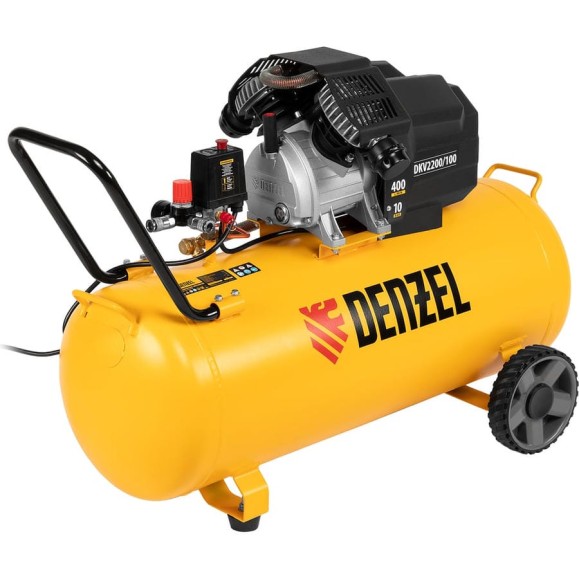 Воздушный компрессор DENZEL DKV2200/100,Х-PRO 2.2 кВт, 400 л/мин, 100л 58079