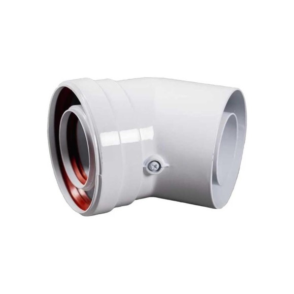 Промежуточный коаксиальный отвод Baxi 45 без муфты, диаметр 60/100 мм MT71410161 Промежуточный коаксиальный отвод Baxi 45 без муфты, диаметр 60/100 мм MT71410161