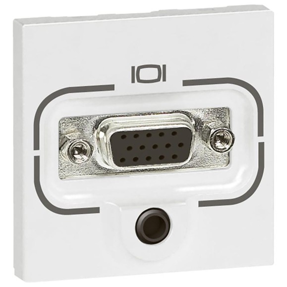 Розетка hd15 Legrand разъем 3.5 мм, программа mosaic - 2 модуля, белый 078774