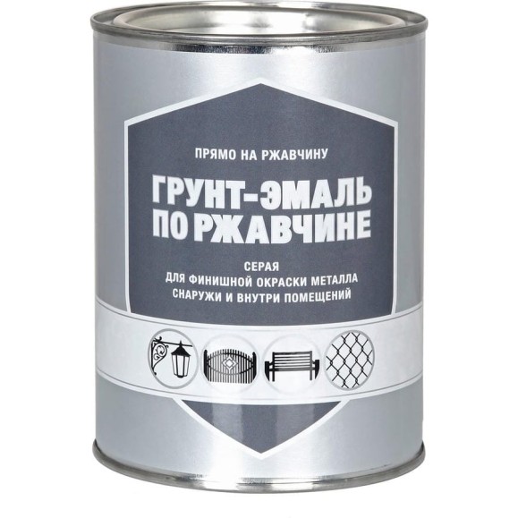 Грунт-эмаль по ржавчине ЗАО Декарт серый, 0.8 кг 30525