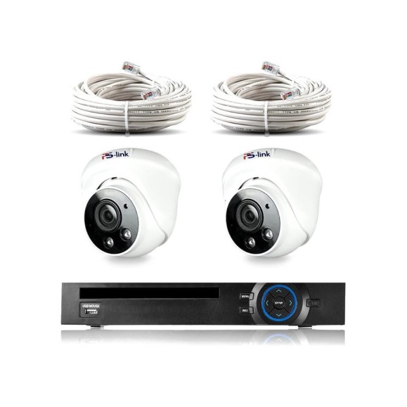 Комплект видеонаблюдения PS-link ip 5мп kit-a502ipv-poe 2 камеры для помещения со встроенным микрофоном и poe питанием 4415