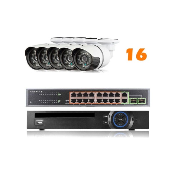 Комплект видеонаблюдения PS-link ip 2мп kit-c216ip-poe 16 уличных камер с poe питанием 2624 Комплект видеонаблюдения PS-link ip 2мп kit-c216ip-poe 16 уличных камер с poe питанием 2624