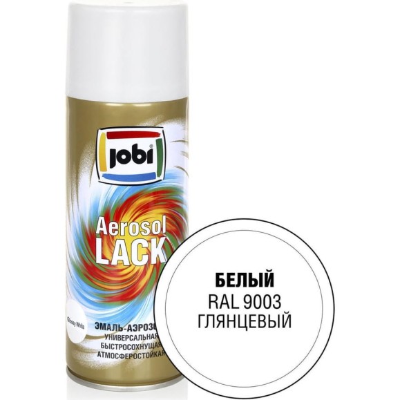 Аэрозольная эмаль JOBI глянцевая белая RAL 9003 520 мл 32268 Аэрозольная эмаль JOBI глянцевая белая RAL 9003 520 мл 32268