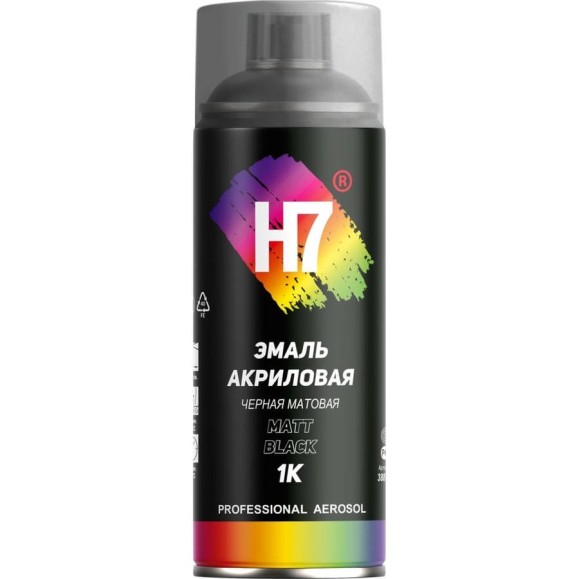 Акриловая эмаль H7 черная матовая, аэрозоль 520 мл 388699 Акриловая эмаль H7 черная матовая, аэрозоль 520 мл 388699