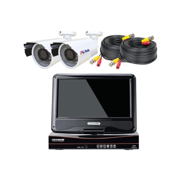 Комплект видеонаблюдения PS-link ahd 2мп kit-c9202hd 2 уличных камеры с монитором 4393