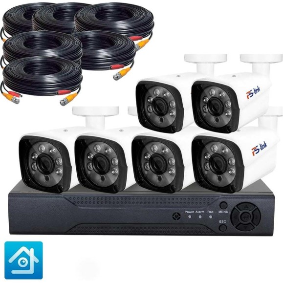 Комплект видеонаблюдения PS-link ahd 2мп kit-c206hd 6 уличных камер 3943 Комплект видеонаблюдения PS-link ahd 2мп kit-c206hd 6 уличных камер 3943