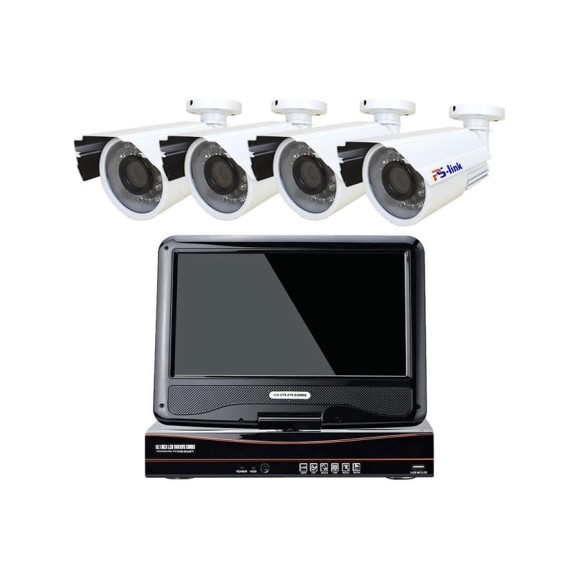 Комплект видеонаблюдения PS-link ahd 2мп kit-c9204hd 4 уличных камеры с монитором 4396