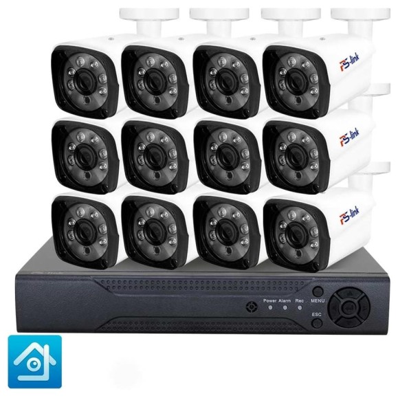 Комплект видеонаблюдения PS-link ahd 2мп kit-c212hd 12 уличных камер 3946 Комплект видеонаблюдения PS-link ahd 2мп kit-c212hd 12 уличных камер 3946