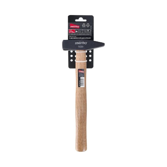 Слесарный молоток с деревянной клеенной рукояткой Smartbuy 500 г, tools SBT-GHW-500