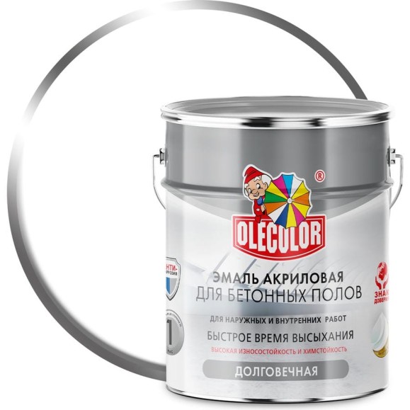 Акриловая эмаль для бетонных полов OLECOLOR белый, 3.5 кг 4300007705 Акриловая эмаль для бетонных полов OLECOLOR белый, 3.5 кг 4300007705