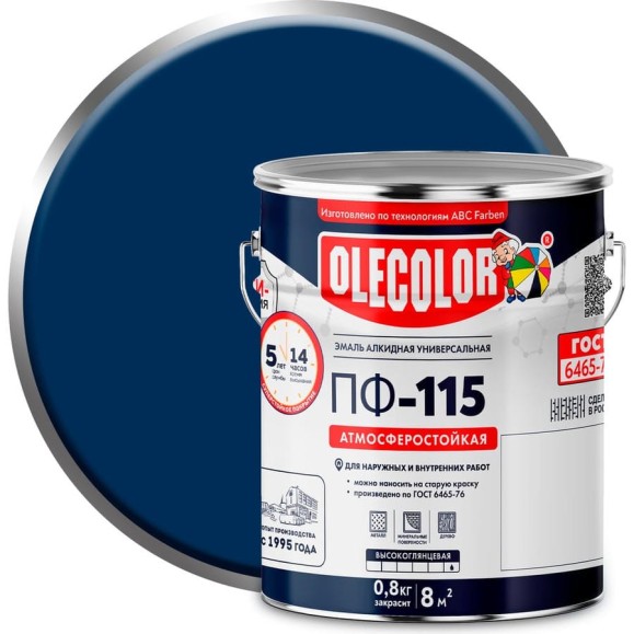 Эмаль OLECOLOR ПФ-115 синий, 5 кг 4300002457 Эмаль OLECOLOR ПФ-115 синий, 5 кг 4300002457