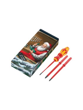 Набор отвёртки-битодержателя и 3 насадок WERA Christmas 2023 817/4 VDE KK PH 1, PH 2, SL 0.6x3.5, 4 пр., подарочная упаковка WE-05136028001