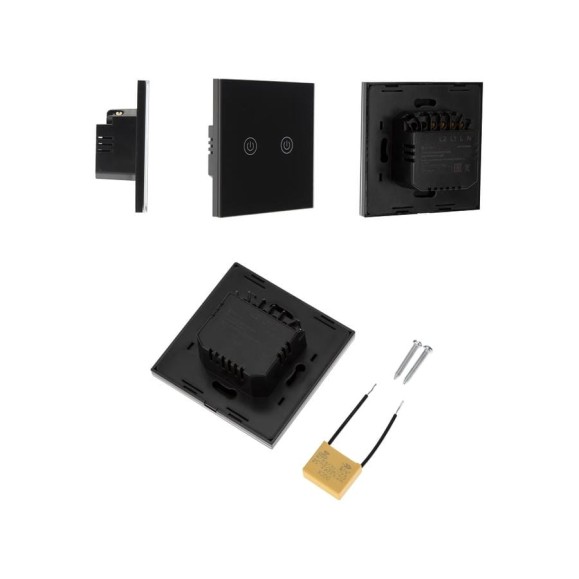 Умный двухкнопочный Wi-Fi выключатель SECURIC черный SEC-HV-802B2